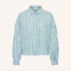 By-Bar W26 sarah short sea blouse green sea stripe - Afbeelding 2