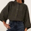 By-Bar W26 jess blouse olive check - Afbeelding 6