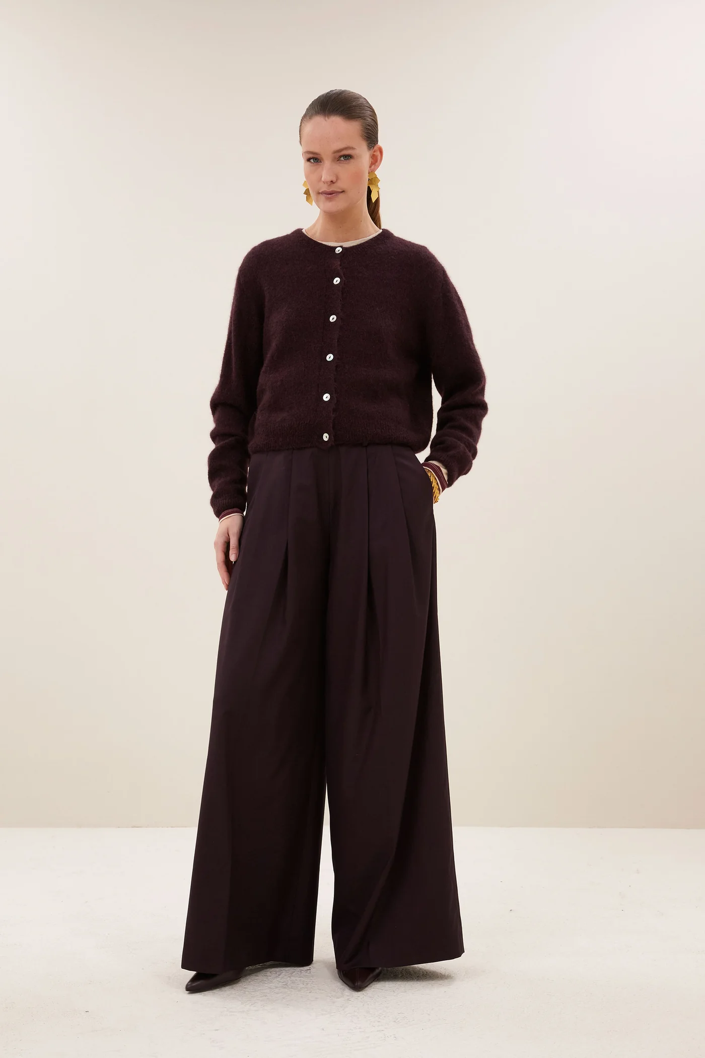 By-Bar W26 cleo cardigan deep wine