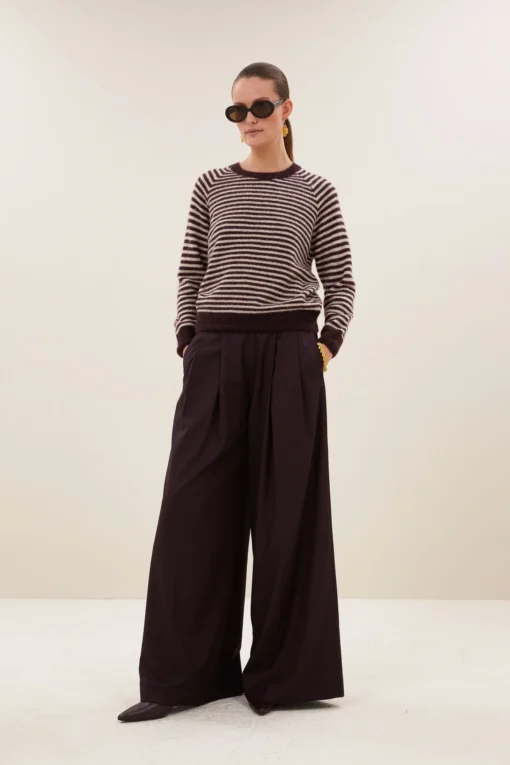 By-Bar W26 sally stripe pullover burgundy crush stripe