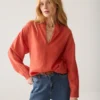 Summum W26 2s3528 Top v-neck lyocell blend goji berry - Afbeelding 3