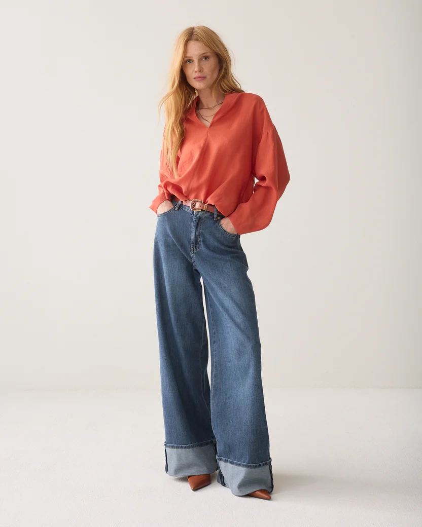 Summum W26 2s3528 Top v-neck lyocell blend goji berry