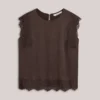 Summum W26 2s3542 Top sleeveless silky casual dark chocolate - Afbeelding 2