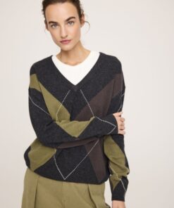 Alternative view of JcSophie W26 Philippa sweater grey/olive argyle