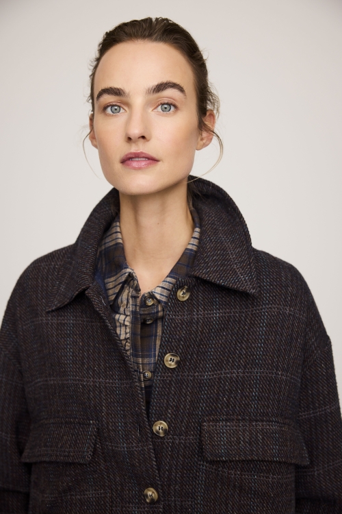 JcSophie W26 Parole blouse blue/sand check - Afbeelding 2