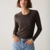 Summum W26 3s5170 Basic tee soft lurex jersey dark chocolate - Afbeelding 3