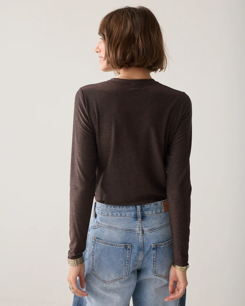 Summum W26 3s5170 Basic tee soft lurex jersey dark chocolate - Afbeelding 6