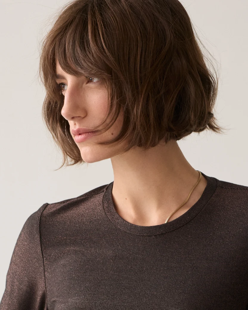 Summum W26 3s5170 Basic tee soft lurex jersey dark chocolate - Afbeelding 5
