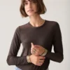 Summum W26 3s5170 Basic tee soft lurex jersey dark chocolate - Afbeelding 4