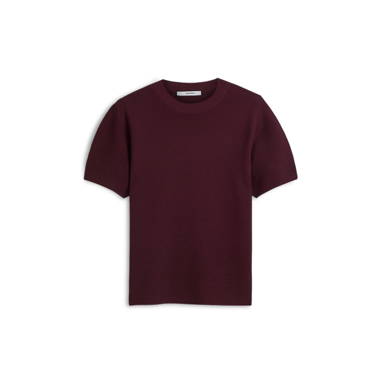 Summum W26 7s8017 Puff sleeve top tech viscose knit dark burgundy