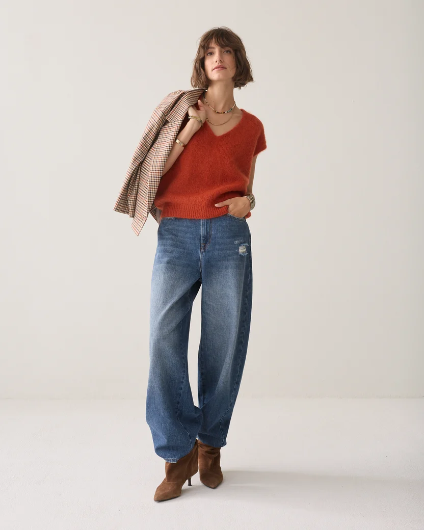 Summum W26 7s8042 Spencer mohair wool blend knit goji berry