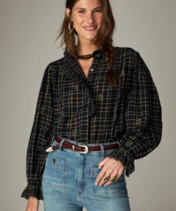 Maison Hotel W26 Coco blouse noir plaid