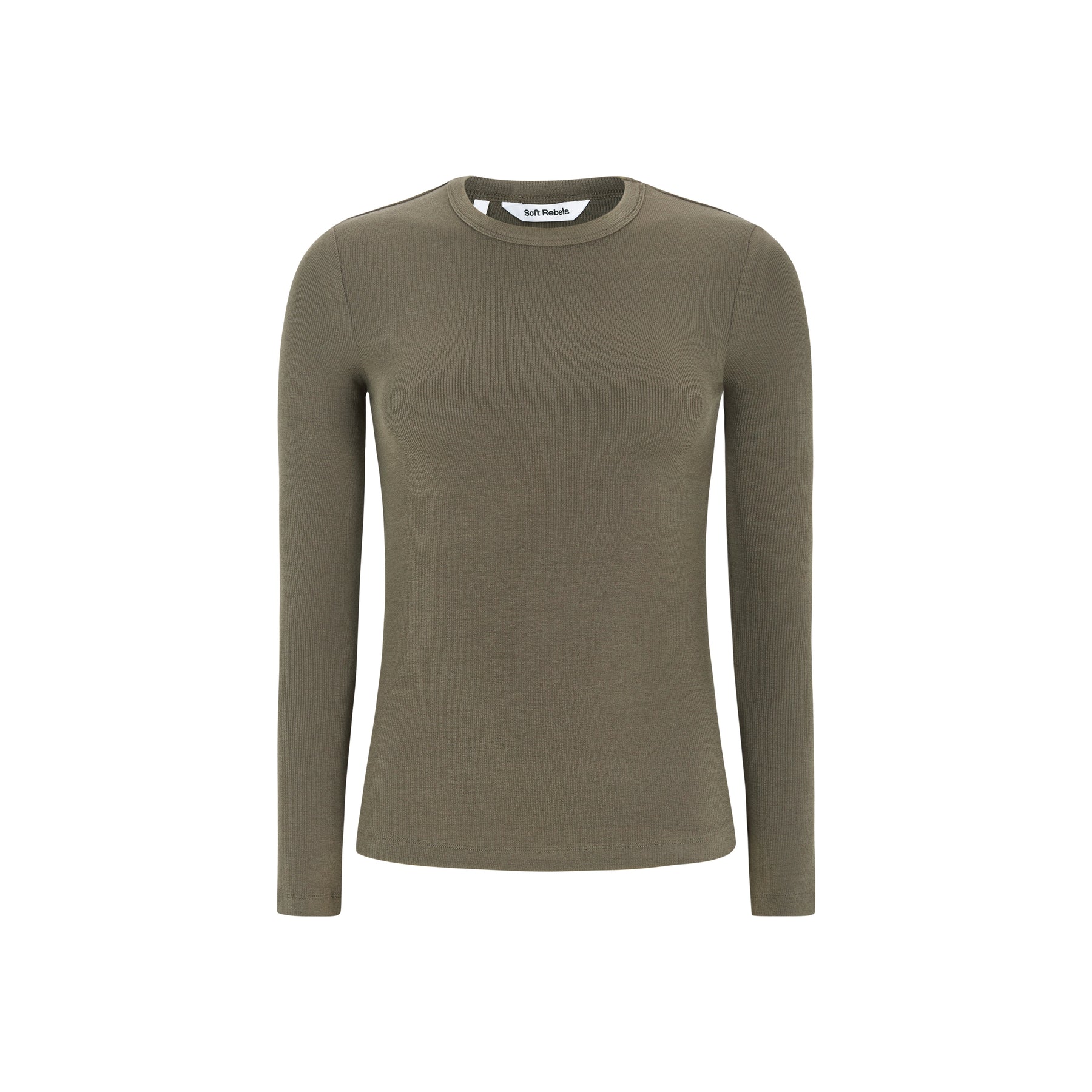 Soft Rebels W26 Fenja O-neck top AW22-300 canteen - Afbeelding 2