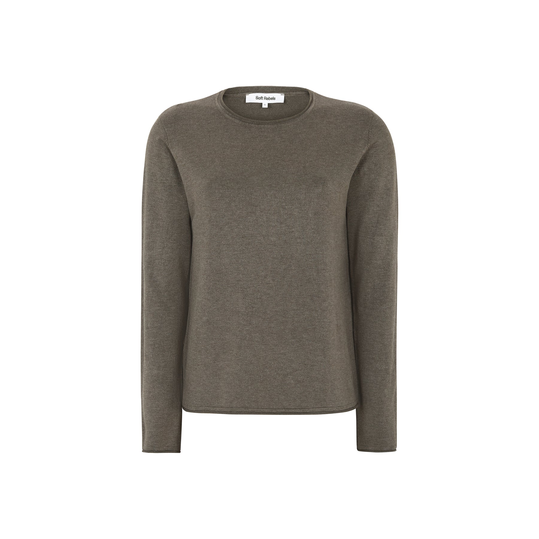 Soft Rebels W26 Marla 0-neck knit roll edge 219-208 canteen melange - Afbeelding 2