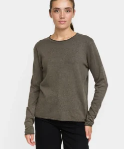 Soft Rebels W26 Marla 0-neck knit roll edge 219-208 canteen melange