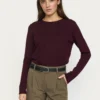 Soft Rebels W26 Marla 0-neck knit roll edge 219-208 Vinyard wine