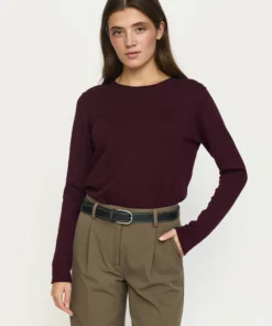 Soft Rebels W26 Marla 0-neck knit roll edge 219-208 Vinyard wine
