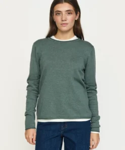 Soft Rebels W26 Marla 0-neck knit roll edge 219-208 green melange