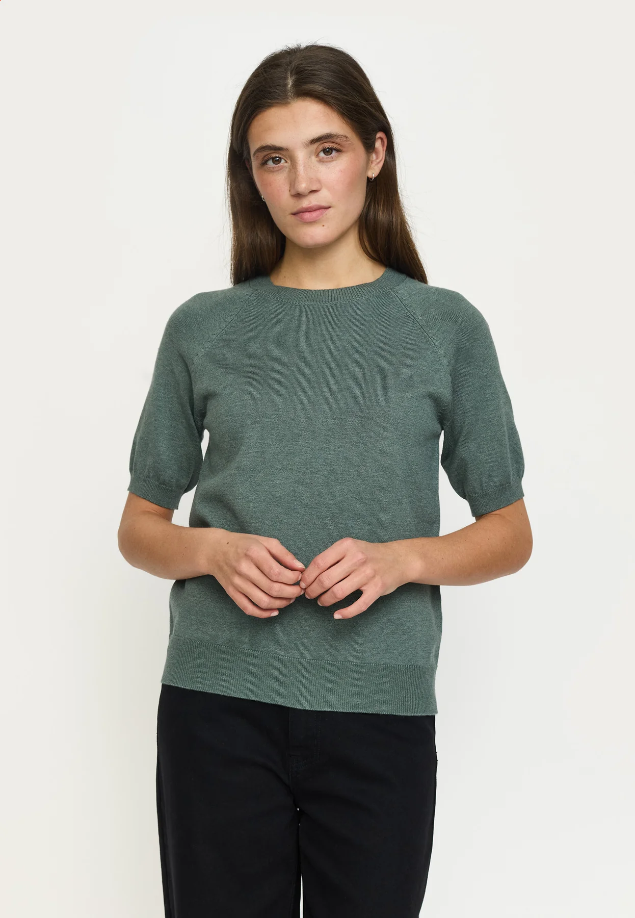 Soft Rebels W26 Marla ss 0-neck 320-200 Balsam green melange