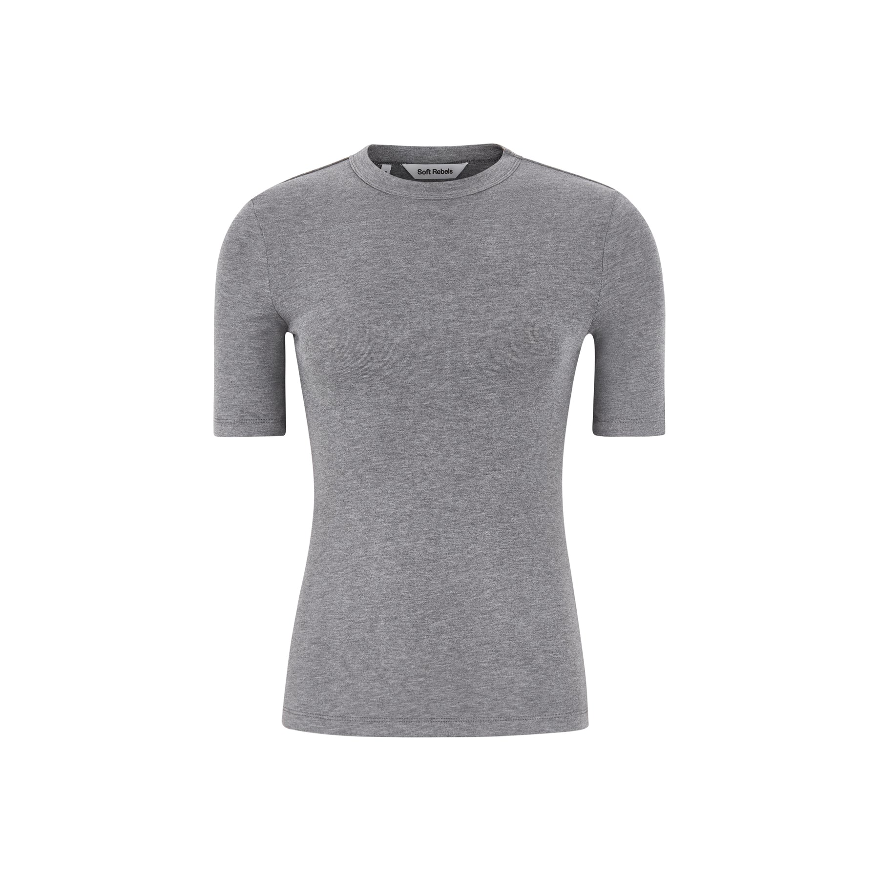 Soft Rebels W26 Roman ss top 126-302 medium grey melange - Afbeelding 2