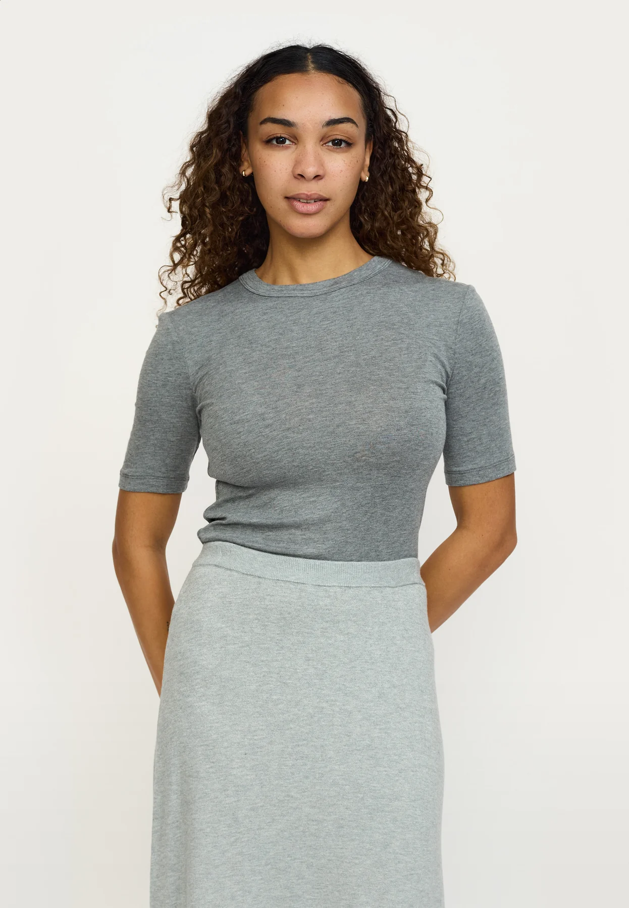 Soft Rebels W26 Roman ss top 126-302 medium grey melange