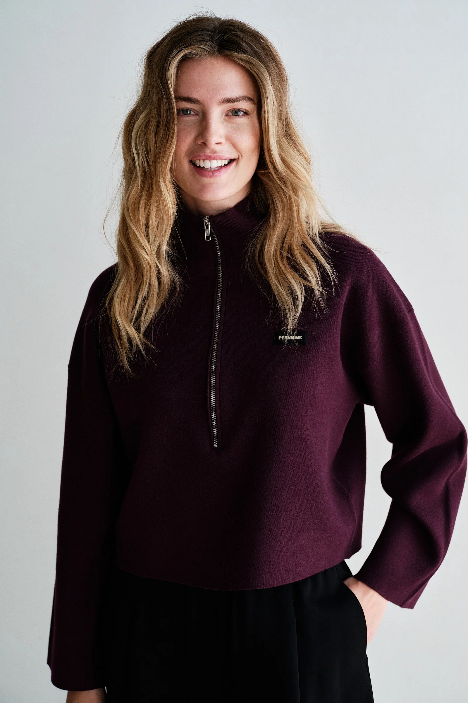Penn&Ink W26 Main W26B420 jumper aubergine - Afbeelding 6