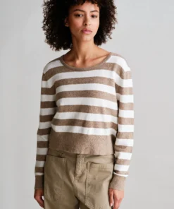 Penn&Ink W26 Main W26C400 jumper stripe brown ecru