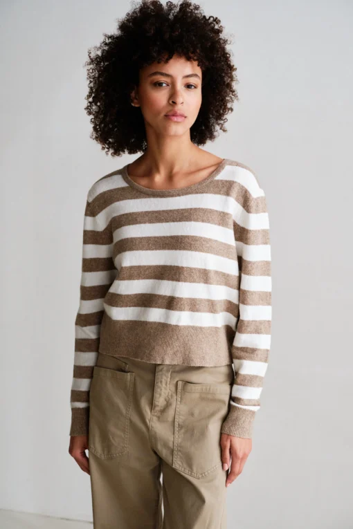 Penn&Ink W26 Main W26C400 jumper stripe brown ecru