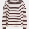Penn&Ink W26 Main W26T1313 sweater stripe ecru aubergine - Afbeelding 2