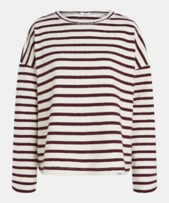 Alternative view of Penn&Ink W26 Main W26T1313 sweater stripe ecru aubergine