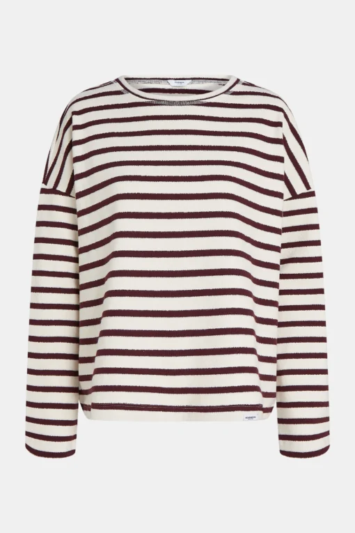 Alternative view of Penn&Ink W26 Main W26T1313 sweater stripe ecru aubergine