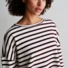 Penn&Ink W26 Main W26T1313 sweater stripe ecru aubergine