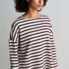 Penn&Ink W26 Main W26T1313 sweater stripe ecru aubergine - Afbeelding 5