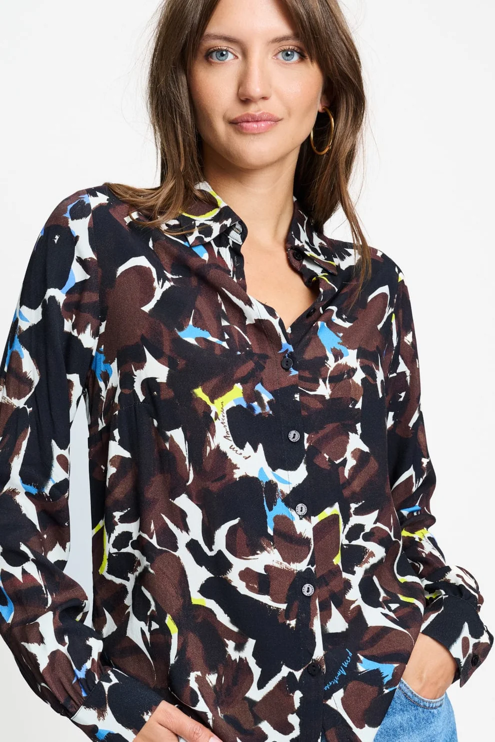 Pom Amsterdam W26 Blouse Mila bovine brown sp9708 - Afbeelding 3