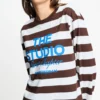 Pom Amsterdam W26 Longsleeve Joy striped brown white sp9714 - Afbeelding 5