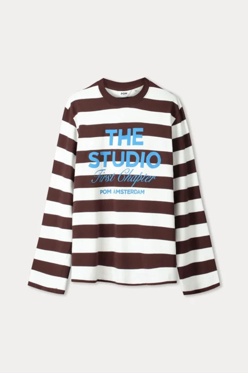 Alternative view of Pom Amsterdam W26 Longsleeve Joy striped brown white sp9714