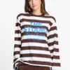 Pom Amsterdam W26 Longsleeve Joy striped brown white sp9714 - Afbeelding 3