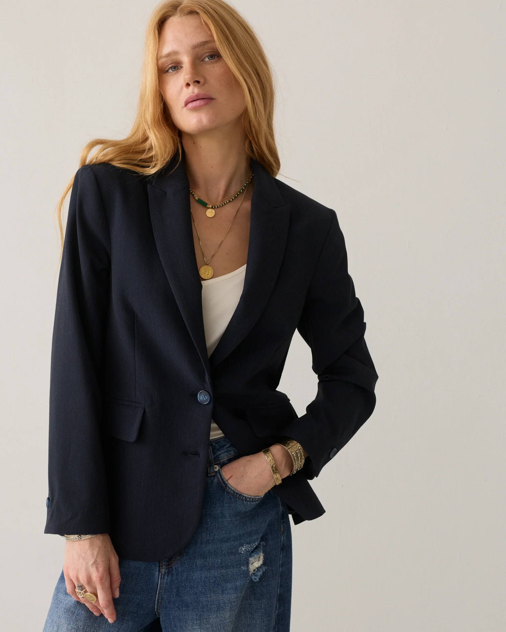 Summum W26 1s1323 Blazer pinstripe small midnight blue