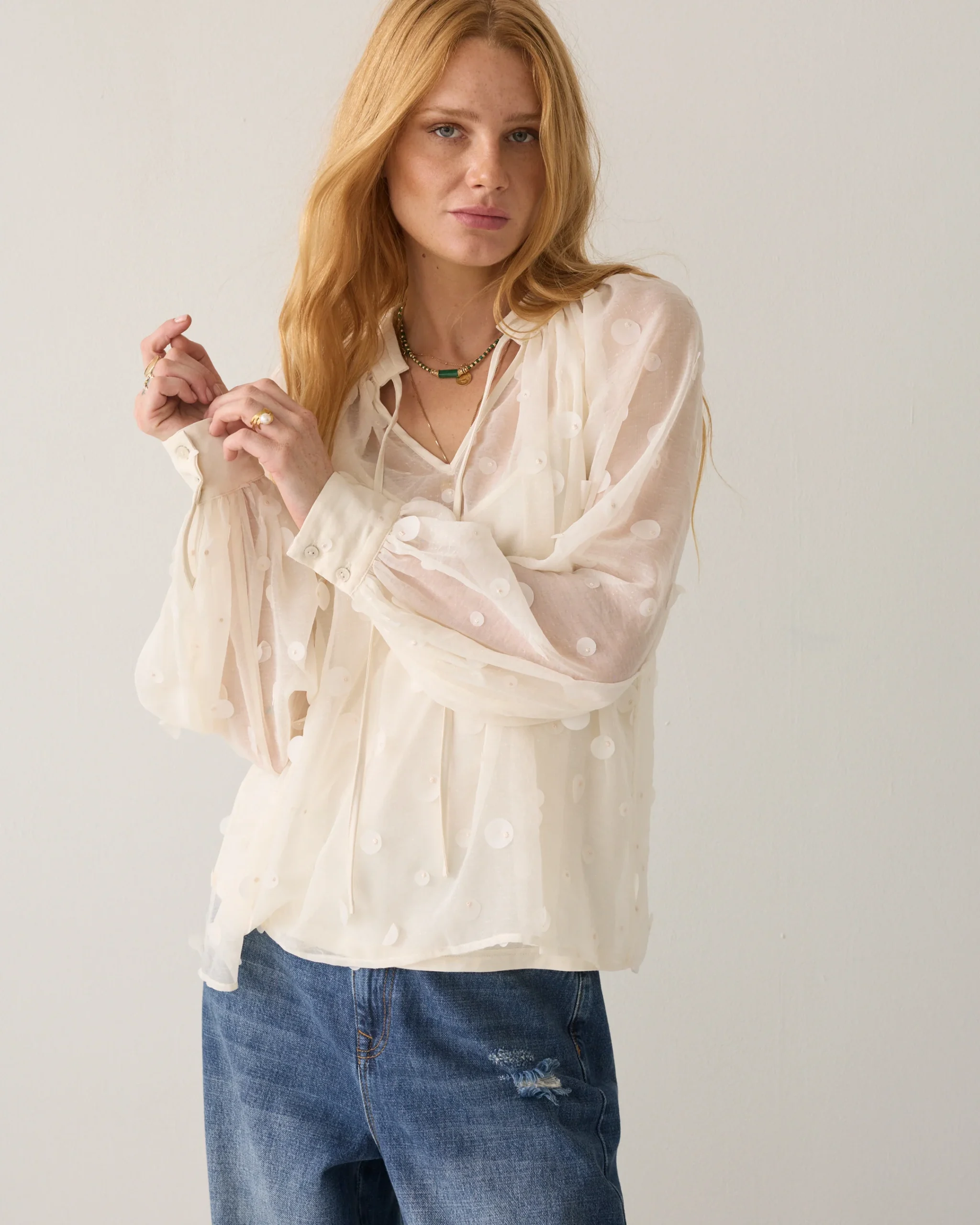 Summum W26 2s3512 Top 3D sequins ivory