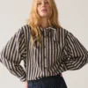 Summum W26 2s3523 Blouse two tone stripe midnight blue