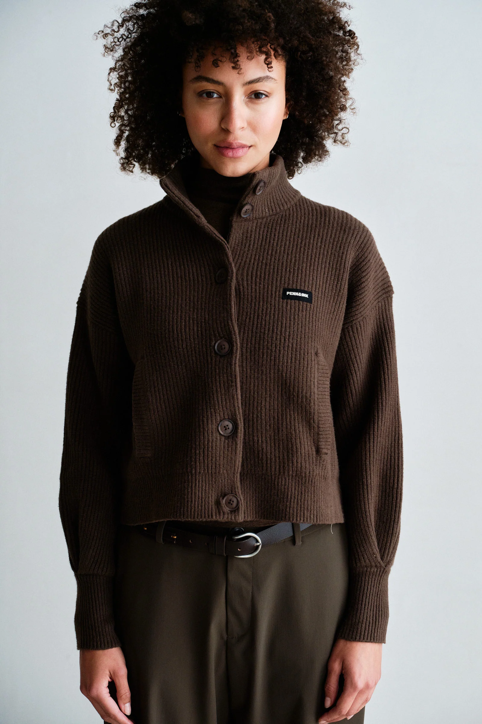Penn&Ink W26 Main W26B427 cardigan tabac - Afbeelding 7