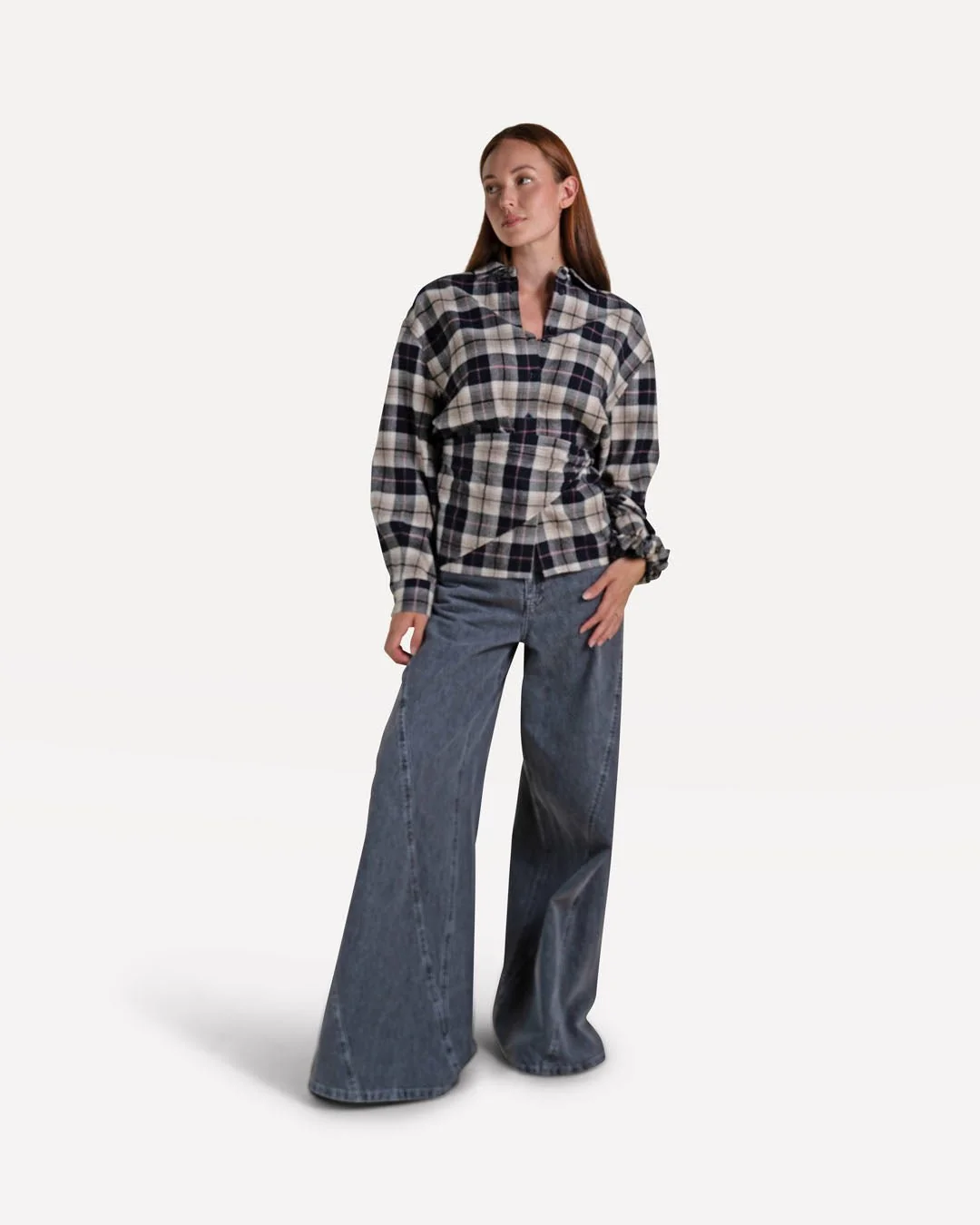 Another-Label W26 claudine check shirt black sandshell check - Afbeelding 5