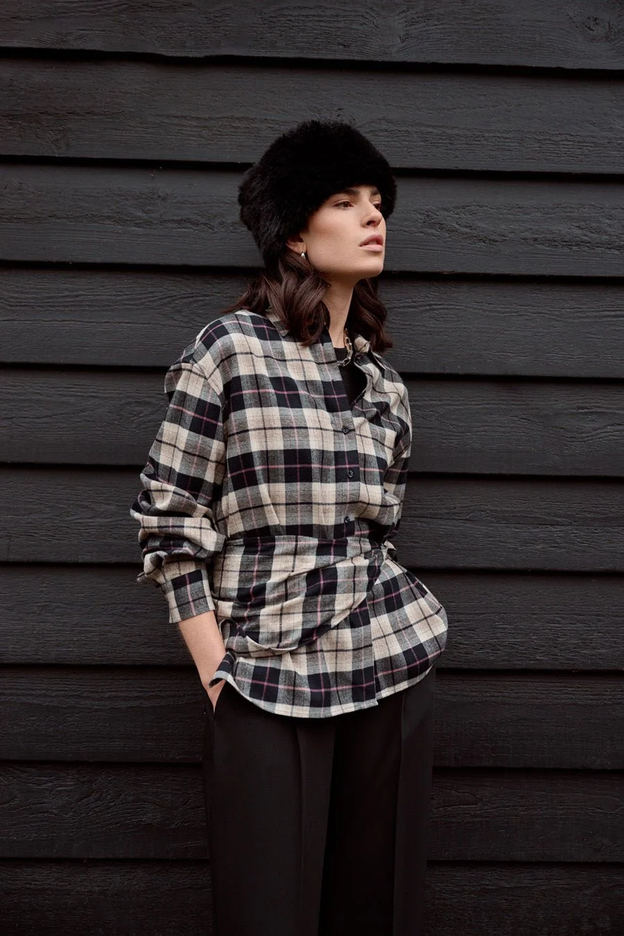 Another-Label W26 claudine check shirt black sandshell check - Afbeelding 3