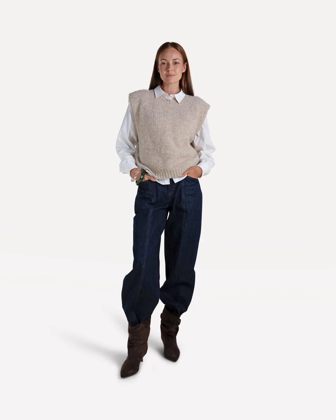 Another-Label W26 nicola knitted vest sandshell melee