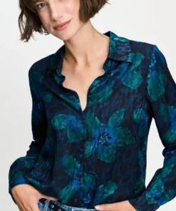 Pom Amsterdam W26 SP9794 Blouse Mila bloom teal green