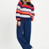 Pom Amsterdam W26 SP9816 Pullover Faye striped blue multicolour - Afbeelding 3