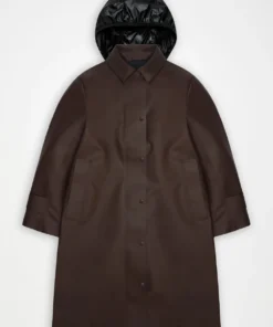 Alternative view of Rains 21520 Nara W long jacket W3 bark